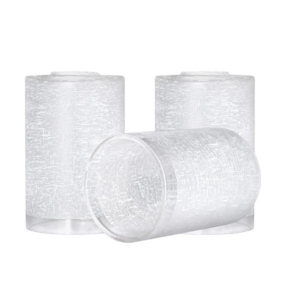 GoldSwift 3 Pack White Linen Glass Lamp Shade Replacement Globe & Covers for ...